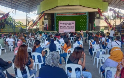 <p><strong>GETTING READY.</strong> Public school teachers in the Bangsamoro Autonomous Region in Muslim Mindanao (BARMM) undergo orientation on Tuesday (Feb. 8, 2022) in Cotabato City for smooth national and local elections in the region. The orientation was simultaneously held at the BARMM government center and the Notre Dame Village High School, both in Cotabato City, on the observance of minimum health protocols. <em>(Photo courtesy of MBHTE-BARMM)</em></p>