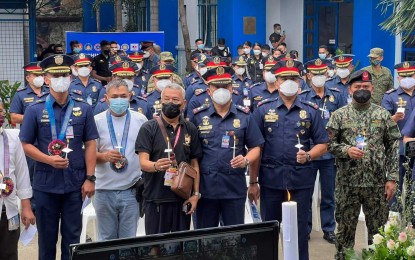 <p><strong>SAFE</strong>. The Cagayan de Oro Police Office launches Safe National and Local Elections dubbed as Kasimbayanan" (Kawani, Simbahan at Pamayanan) at the COCPO headquarters in Cagayan de Oro City on Wednesday (Feb. 9, 2022). The campaign aims to ensure safe and peaceful conduct of elections on May 9 in Northern Mindanao region.<em> (COCPO-PNP)</em></p>