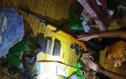 <p><strong>FIREARMS SEIZED.</strong> Troops seize an M-14 rifle and a .9-mm pistol with ammunition in a law enforcement operation against a member of the Abu Sayyaf Group (ASG) Wednesday (Feb. 9, 2022) in Luuk, Sulu. The ASG member, Muksidal Jumadil, managed to escape. <em>(Photo courtesy of Western Mindanao Command Public Information Office)</em></p>
