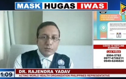 <p>Acting WHO Philippines representative Dr. Rajendra Yadav <em>(Screengrab from Laging Handa briefing)</em></p>