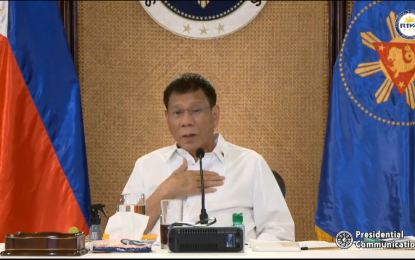 <p><strong>TEAMWORK</strong>. President Rodrigo Roa Duterte thanks the government’s frontline officials in the fight against Covid-19 pandemic during his Talk to the People on Monday (Feb. 14, 2022). Duterte said the Filipino people will remember their tireless toil even after his administration.<em> (Screengrab from RTVM)</em></p>