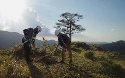 <p><strong>94-MW SOLAR POWER PROJECT.</strong> AboitizPower team members plant a narra sapling on the site in Cayanga, Bugallon in Pangasinan province where the company’s 94-MW peak solar power plant will soon rise. Aboitiz Renewables, Inc. is investing PHP4.5 billion for the solar facility.<em> (Photo courtesy of AboitizPower)</em></p>