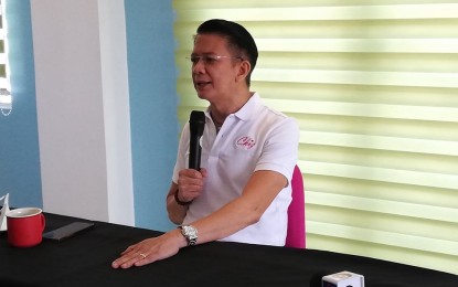 <p><strong>NO ENDORSEMENT YET.</strong> Former Senator and Sorsogon Governor Francis Escudero during a press briefing in Tacloban City on Thursday. Escudero said he has to study the specific plans of presidential candidates before endorsing one in this year’s elections.<em> (PNA photo by Sarwell Meniano)</em></p>