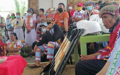 <p><strong>IP HOUSING.</strong> Members of the Higaonon tribe attend the launch of a housing project at the Pamalihi IP Village in Balingasag, Misamis Oriental on Friday (March 4, 2022). It is one of the new projects launched for the tribe in Northern Mindanao and Caraga regions. <em>(Photo courtesy of DHSUD-CDMRD)</em></p>
