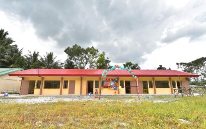 <p><strong>BDP PROJECT.</strong> A school building with three classrooms funded by the Barangay Development Program of the National Task Force to End Local Communist Armed Conflict is turned over to residents of Barangay Coronobe in Maragusan, Davao de Oro on March 10, 2022. The building is part of the PHP20 million allocation per village under the BDP.<em> (Photo courtesy of Davao de Oro-PIO)</em></p>