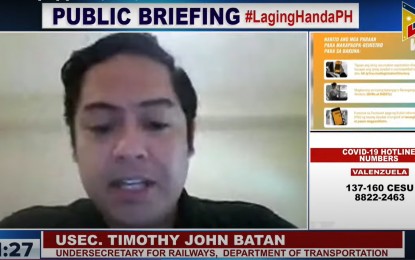 <p><strong>NO FARE HIKE.</strong> Department of Transportation Undersecretary for Railways Timothy John Batan assures commuters a fare hike for the Light Rail Transit-1, LRT-2, Metro Rail Transit-3, and the Philippine National Railway is not being considered, in his interview in a Laging Handa briefing on Thursday (March 17, 2022). He said the railway sector will maintain its current fare rates and focus on ensuring the riding public's adherence to minimum health protocols. <em>(Screengrab)</em></p>