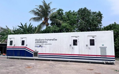 <p><strong>CONTAINER LAB.</strong> MGI Tech Co., Ltd. brings its container testing laboratory for Covid-19 in Champassak province in Laos in this undated photo. The Shenzhen-based life science firm aims to replicate this innovation in other Southeast Asian countries, including the Philippines. <em>(Photo courtesy of MGI)</em></p>