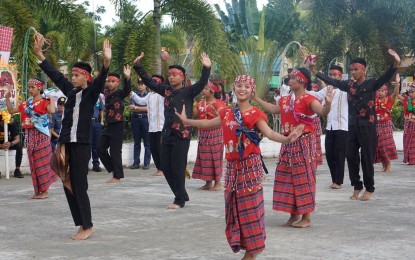 <p><strong>BINANOG DANCE</strong>. Participants in the 15th Binanog Festival perform the Binanog dance in 2018. The Binanog Festival and the Binanog Dance are among those mapped out by the municipality of Lambunao as part of their cultural heritage. <em>(Photo courtesy of CEC Infocenter Lambunao)</em></p>