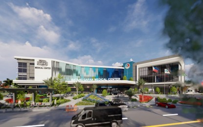 <p><strong>FUTURE HOSPITAL</strong>. Photo shows the design of the two-story hospital soon to rise in Gapan City, Nueva Ecija. With a total budget of PHP750 million, the construction of the 132-bed medical center is expected to be finished within 18 months to two years. <em>(Contributed Photo)</em></p>