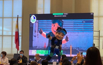<p><strong>GARBAGE BUSTER MASCOT</strong>. ‘Pinas: The Basura Buster’ mascot poses for the attendees of the region wide launch of the Department of Environment and Natural Resources solid waste management advocacy campaign on Thursday (March 24, 2022). An Android-based mobile gaming application was also launched. <em>(Photo courtesy of John Mark Mangapot)</em></p>