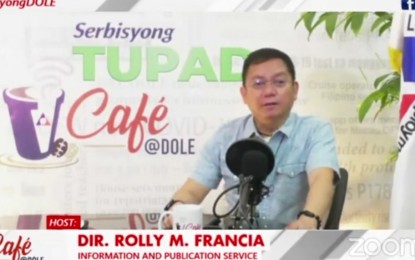 <p>DOLE Information and Publication Service (IPS) director Rolly Francia <em>(Screengrab from DOLE virtual forum)</em></p>
