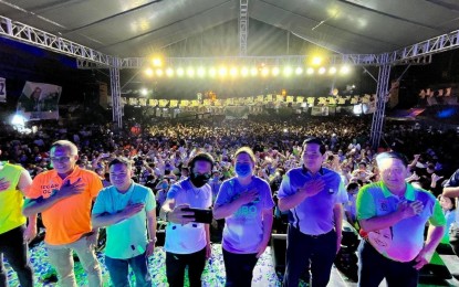 <p>Vice Presidental candidate Sara Duterte attends the proclamation rally of local candidates in Manila on Friday (March 25) night. (<em>HnP photo</em>)</p>