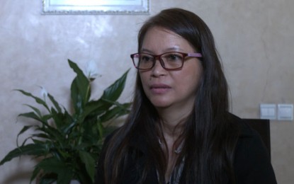 <p>Overseas Filipino worker Yolanda Romero in an interview at the chancery of the reopened Philippine Embassy in Rabat, Morocco <em>(PNA photo)</em></p>