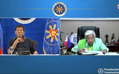 <p><strong>CLASS SUSPENSION.</strong> Department of Education (DepEd) Secretary Leonor Briones says learners' safety is a top priority amid the Taal volcano unrest, in a prerecorded Talk to the People aired Wednesday (March 30, 2022). She said the DepEd has suspended classes in 19 schools in Batangas. <em>(Screengrab)</em></p>