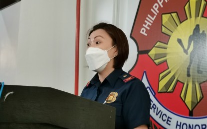 <p>PNP-ACG spokesperson, Lt. Michelle Sabino<em> (PNA photo by Lloyd Caliwan)</em></p>