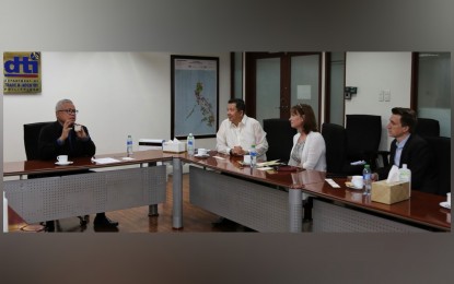 <p><strong>SATELLITE INTERNET SERVICES. </strong>From left to right are DTI Secretary Ramon Lopez, DFNN executive chairman Ramon Garcia Jr., SpaceX senior manager for Government Affairs Rebecca Hunter, and SpaceX Market Access director Ryan Goodnight in a meeting on Wednesday (March 30, 2022). SpaceX executives met Lopez as the company registers its satellite internet services in the country. <em>(Photo courtesy of DTI)</em></p>