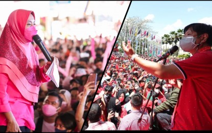 <p><strong>PRESIDENTIAL CONTENDERS.</strong> Vice President Maria Leonor 'Leni' Robredo (left) and former Senator Ferdinand 'Bongbong' Marcos, Jr. deliver their campaign speeches in Lanao del Sur on April 1, and March 31, 2022, respectively. Both presidential aspirants visited Marawi City during their sorties in the Lanao areas. <em>(Photos courtesy of VP Leni Robredo Facebook Page and UniTeam Media Bureau)</em></p>