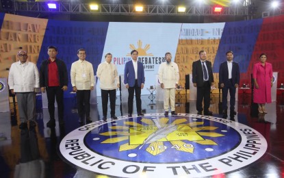 <p><span class="css-901oao css-16my406 r-poiln3 r-bcqeeo r-qvutc0">Presidential candidates (from left) Ernesto Abella, Leody de Guzman, Manila Mayor Francisco "Isko Moreno" Domagoso, Norberto Gonzales, Sen. Panfilo Lacson, Faisal Mangondato, Dr. Jose Montemayor Jr., Sen. Manny Pacquiao, and Vice President Leni Robredo. Not in photo: Ferdinand Marcos Jr. <em>(PNA photo by Avito Dalan)</em></span></p>