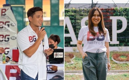 <p>Bisaya Gyud party-list first nominee Alelee Aguilar-Andanar (right) and second nominee, lawyer Miko Clavano (<em>File photo</em>)</p>