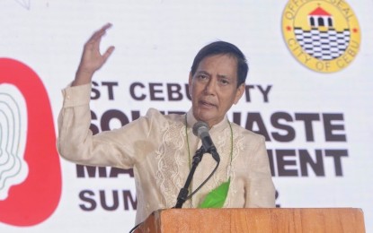 <p><strong>GARBAGE WOES.</strong> Mayor Michael Rama emphasizes a point in his speech during the opening of the 1st Cebu City Solid Waste Management Summit at the SM Seaside in Cebu City on Wednesday (April 6, 2022). Rama described the summit as a launchpad for concepts and ideas in crafting a bolder comprehensive solid waste management plan that will solve the city's 30-year-old garbage problem. <em>(Photo courtesy of Cebu City PIO)</em></p>