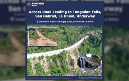 <p><strong>TOURISM BOOST.</strong> The Department of Public Works and Highways completes the initial phase of the access roads project in Barangay Bucao in San Gabriel town, La Union. The way leads to the famous tourist spot in La Union, the Tangadan Falls. <em>(Photo courtesy of DPWH Ilocos regional office)</em></p>