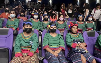 <p><strong>REAL 'STARS.'</strong> Members of the Imalawa tribe of Vintar, Ilocos Norte attend the screening of a documentary film about them and their tribe at Robinsons Movieworld in Laoag City on Thursday (April 8, 2022). The film is one of several entries at this year's Tan-ok ni Ilokano (Greatness of Ilokano) Film Festival. <em>(Photo by Leilanie G. Adriano)</em></p>