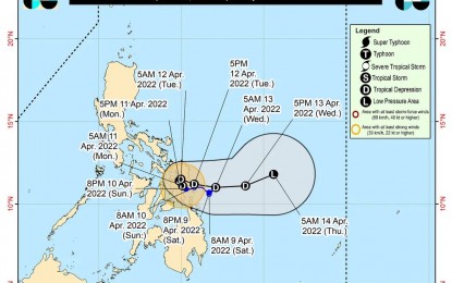<p>Track of Tropical Depression Agaton (<em>Image from PAGASA's Facebook page</em>)</p>