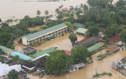 <p><strong>UNDERWATER</strong>. A school and houses in the municipality of Panay are still underwater based on the aerial inspection conducted by the Western Visayas Regional Disaster Risk Reduction and Management Council (RDRRMC 6) Wednesday (April 13, 2022). As of 3 p.m., there are 138 barangays from four provinces in Panay Island still flooded. <em>(Photo courtesy of OCD 6)</em></p>
