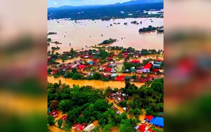 <p><strong>FLOODED</strong>. The aerial view of the municipality of Sigma during the inspection by the Regional Disaster Risk Reduction and Management Council (RDRRMC) together with the provincial government of Capiz on Wednesday (April 13, 2022). Most of the affected crops were from the province of Capiz based on the report of local government units to the Department of Agriculture.<em> (Photo courtesy of PDRRMO Capiz FB page)</em></p>