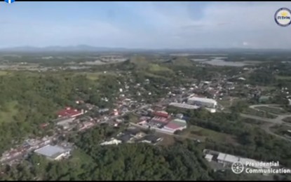 <p><strong>ASSISTANCE</strong>. President Rodrigo R. Duterte conducts an aerial inspection of the areas affected by Tropical Depression Agaton in Capiz province on Saturday (April 16, 2022). Following the inspection, the President also led the distribution of assistance to affected families. <em>(Screengrab from PCOO video) </em></p>