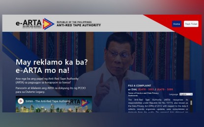 <p><strong>‘E-REKLAMO’.</strong> The public can now file complaints against erring government offices through the electronic ARTA complaints management system. This initiative was launched by the Anti-Red Tape Authority in Pasay City on Tuesday (April 19, 2022). <em>(Screenshot from <a href="http://www.google.com/url?q=http%3A%2F%2Fe-reklamo.com&sa=D&sntz=1&usg=AOvVaw2PlHshzCdEkNY3gQQOv8ea" target="_blank" rel="noopener noreferrer" data-saferedirecturl="https://www.google.com/url?hl=en&q=http://www.google.com/url?q%3Dhttp%253A%252F%252Fe-reklamo.com%26sa%3DD%26sntz%3D1%26usg%3DAOvVaw2PlHshzCdEkNY3gQQOv8ea&source=gmail&ust=1650454682246000&usg=AOvVaw3ixy1BrpKQIvVa9AXNMUvS">e-reklamo.com</a>)</em></p>