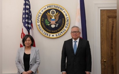 <p><strong>PH-US TIES. </strong>Department of Trade and Industry Secretary Ramon Lopez (right) and United States Trade Representative Ambassador Katherine Tai (left) meet in Washington D.C. to discuss trade and investment ties between the two countries. Lopez is currently leading a trade delegation in the US. <em>(Photo courtesy of DTI)</em></p>