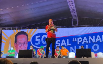 <p>Senatorial candidate Salvador Panelo <em>(Screengrab from the PDP-Laban rally)</em></p>