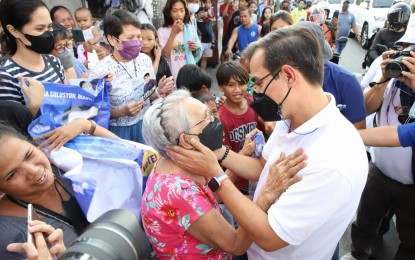 <p>Aksyon Demokratiko presidential bet Francisco "Isko Moreno" Domagoso during his campaign sortie in Teresa, Rizal on Thursday (April 21, 2022). <em>(Photo courtesy of Isko Moreno Media Bureau) </em></p>
