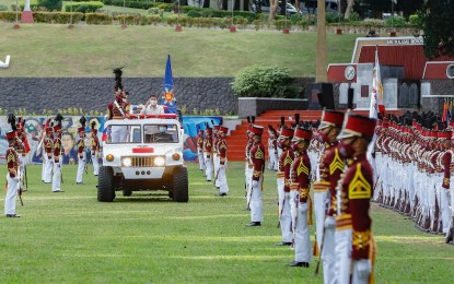 <p><strong>BE PROFESSIONAL</strong>. President Rodrigo Roa Duterte attends the graduation rites of the Philippine National Police Academy “Alab-Kalis” Class of 2022 in Silang, Cavite on Thursday (April 21, 2022). He urged the graduates to maintain their professionalism by heeding the call of duty without acting beyond their legal parameters. <em>(Presidential photo by Karl Alonzo)</em></p>