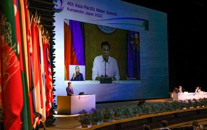 <p><strong>WATER SUMMIT.</strong> Climate Change Commission Secretary Robert E. A. Borje introduces President Rodrigo Roa Duterte and the President’s special video message at the Head of States and Government Meeting during the 4th Asia-Pacific Water Summit at the Kumamoto-Jo Hall in Kumamoto City, Japan on April 23, 2022. Borje was appointed by Duterte as his Special Envoy and representative to the said summit. <em>(Presidential photo)</em></p>