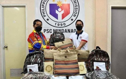 <p><strong>DONATION FOR IPs.</strong> The Philippine Sports Commission (PSC) donates over 400 school supplies and other merchandise to the Indigenous Peoples (IPs) in Davao City. PSC Commissioner Charles Maxey assures Monday (April 25, 2022) they will also hand over donations to IPs in Davao del Norte, Cebu, and Benguet.<em> (Photo courtesy of PSC)</em></p>