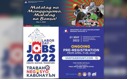 <p><strong>JOB, BUSINESS FAIRS</strong>. More than 8,000 job vacancies await applicants in the job and business fairs in Central Luzon on May 1, 2022. The Labor Day Trabaho, Negosyo, Kabuhayan (TNK) Job and Business Fair will be held at the Kingsborough International Convention Center in the City of San Fernando, Pampanga. <em>(Infographic courtesy of DOLE-3)</em></p>