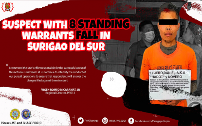 <p>A graphics released by the Police Regional Office-13 shows the arrest of Daniel Lovero Tejero, accused of killing a tribal school official in Surigao del Sur town of Lianga in 2015.</p>