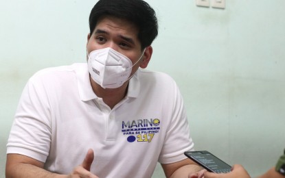 <p><strong>MORE PROVISIONS.</strong> Marino party-list Rep. Sandro Gonzalez assures in an interview Monday evening (April 25, 2022) in Davao City that his group will push for additional provisions on the Magna Carta for Seafarers bill once given another term in the House of Representatives. In particular, the group seeks to include the right against discrimination among seafarers and repatriation to any destination.<em> (PNA photo by Robinson Niñal, Jr.)</em></p>