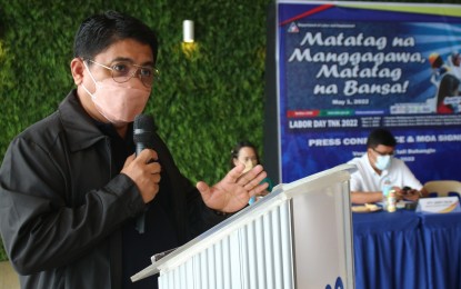 <p><strong>STAY AWAY.</strong> Lawyer Randolf Pensoy, regional director of the Department of Labor and Employment in Davao Region (DOLE -11), reminds Tuesday (April 26, 2022) politicians and candidates for public office to steer clear from Labor Day jobs fairs and business sites. A memorandum of the Civil Service Commission prohibits civil servants from engaging in electioneering and partisan politics in such venues. <em>(PNA photo by Robinson Niñal Jr.)</em></p>