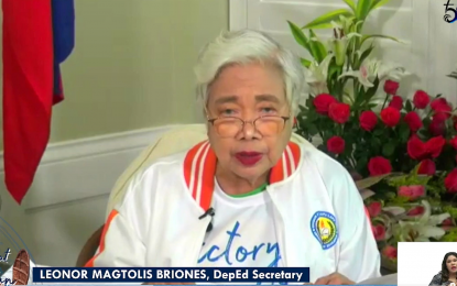 <p><strong>BATTLE OF MACTAN</strong>. Education Secretary Leonor Briones underscores the significance of commemorating the great "Battle of Mactan," in a closing virtual symposium on Tuesday (April 26, 2022). Briones expressed hopes that the country's historical victories would be continuously celebrated, even after her term ends. <em>(Screengrab)</em></p>