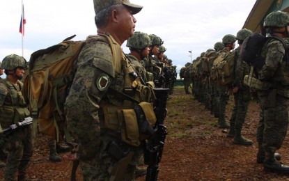 <p><strong>GENERAL INSPECTION.</strong> Troops under the 5th Infantry Battalion undergo a general inspection Monday (May 2, 2022) of all its mission equipment as part of the command's preparation for the May 9 national and local elections. This is to ensure the battalion can transition from security duties to direct action against lawless elements out to disrupt the elections.<em> (5IB photo)</em></p>