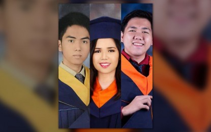 <p><strong>TOPNOTCHERS</strong>. Pangasinense siblings from Barangay Tonton in Lingayen, Pangasinan top their respective board examinations. Fern Adriel Velasco (left) ranked 8th in the 2015 Certified Public Accountant licensure examination, while Ferren (center) also landed 8th in the 2018 Electronics Communications Engineering board examination. The youngest among the siblings, Franz Fernand (right), grabbed the 4th and 2nd spot during the April 2022 electronics technician and electronics engineer licensure examinations, respectively. <em>(Photo courtesy of Ferren Velasco)</em></p>