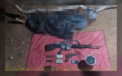 <p><strong>KILLED</strong>. The body of the 16-year-old CPP-NPA fighter, who died in a clash with troops of the Philippine Army’s 15th Infantry Battalion in the hinterlands of Candoni, Negros Occidental on Tuesday (May 3, 2022). The young rebel , a resident of neighboring Sipalay City, served as squad medic of the NPA’s South West Front. <em>(Photo courtesy of 15th Infantry Battalion, Philippine Army)</em></p>