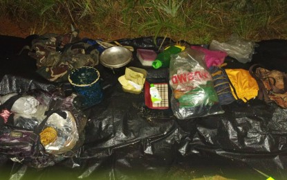 <p><strong>SEIZED</strong>. Among the items seized by troops of the Philippine Army’s 15th Infantry Battalion following a series of encounters with CPP-NPA terrorists in Candoni, Negros Occidental on May 3, 2022. A 16-year-old rebel, who served as a medic, died in one of the firefights. <em>(Photo courtesy of 15th Infantry, Philippine Army)</em></p>