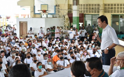 <p><strong>SAME NAMES</strong>. Former Leyte Governor Carlos Jericho Petilla addressing the supporters in Albuera, Leyte in this May 5, 2022 photo. Same clans will hold the key elective positions in Leyte and Biliran provinces in the next three years. <em>(Photo courtesy of Jericho Petilla)</em></p>