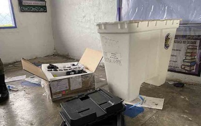 <p><strong>SNATCHED VCM/BALLOTS</strong>. Some of the items left at one of the polling precincts in Bayabao Central School in the municipality of Butig after unidentified men took away the vote counting machines and ballots intended for Barangay Ragayan on May 9 polls. The Commission on Elections (Comelec) on Wednesday (May 12, 2022) declared “failure of elections” in the municipalities of Tubaran, Binidayan, and Butig in the province of Lanao del Sur. <em>(Photo courtesy of Apipa Bagumbaran of PIA Lanao del Sur)</em></p>
