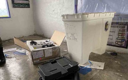 <p><strong>SNATCHED VCM/BALLOTS</strong>. Some of the items left at one of the polling precincts in Bayabao Central School in the municipality of Butig after unidentified men took away the vote counting machines and ballots intended for Barangay Ragayan on May 9 polls. The Commission on Elections on May 11 declared “failure of elections” in the municipalities of Tubaran, Binidayan, and Butig in the province of Lanao del Sur. <em>(Photo courtesy of Apipa Bagumbaran of PIA Lanao del Sur)</em></p>