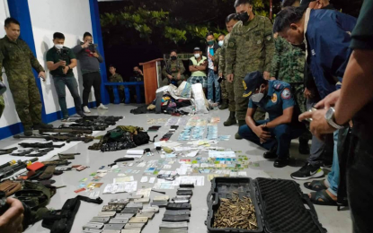 <p><strong>SEIZED FIREARMS.</strong> A police and military team manning a checkpoint in Sultan Naga Dimaporo, Lanao del Norte, confiscates several firearms and ammunition from six men on board a pick-up truck Tuesday afternoon (May 10, 2022). All suspects were charged with the violation of the Comprehensive Law on Firearms and Ammunition, and the election gun ban. <em>(Photo courtesy of Lanao del Norte PPO)</em></p>